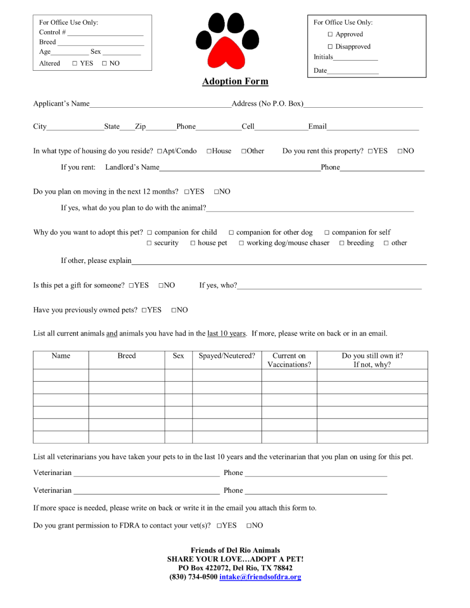 Highlight In Pet Adoption Application Template