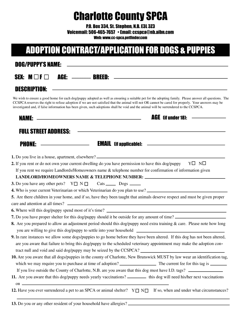 Dog adoption application - Petfinder Preview on Page 1