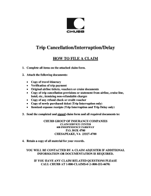 travel interruption cancellation insurance chubb form