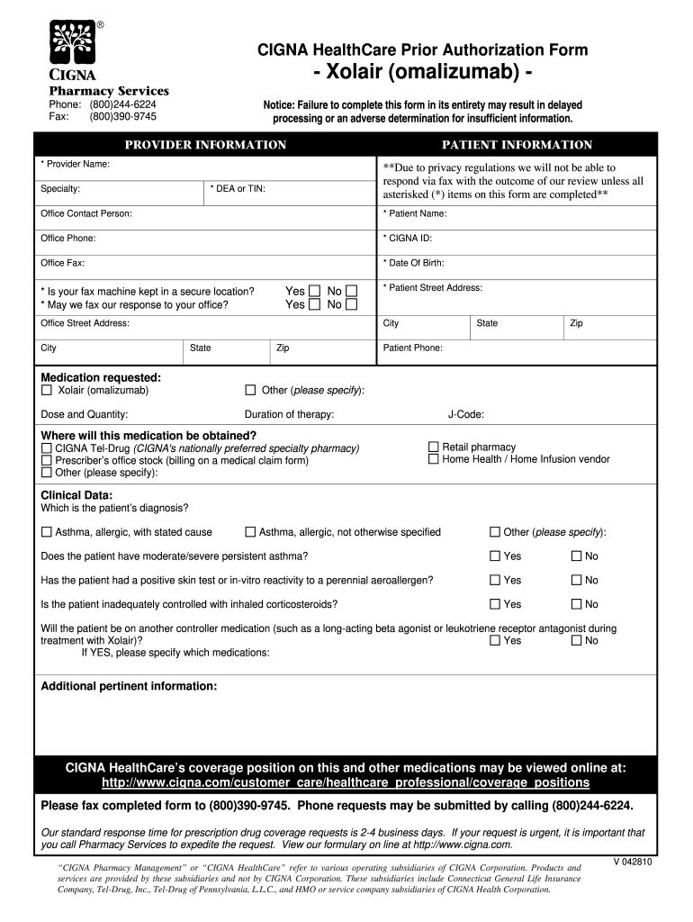 cigna healthspring prior authorization forms