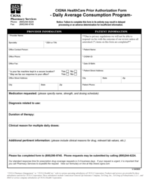 CIGNA HealthCare Prior Authorization Form