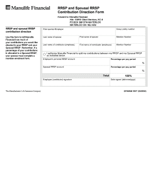 RRSP and Spousal RRSP Contribution Direction Form