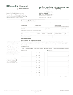 Manulife TFSA Interfund Transfer Form