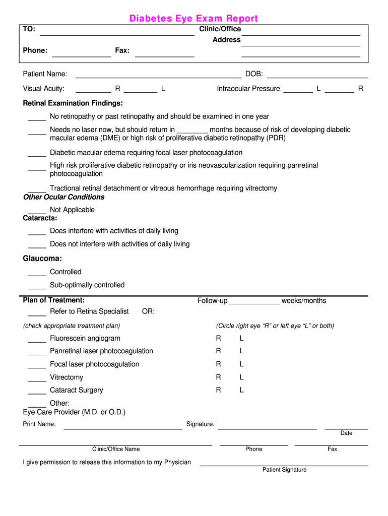 Mutual of Omaha Diabetes Eye Exam Report Fill and Sign Printable