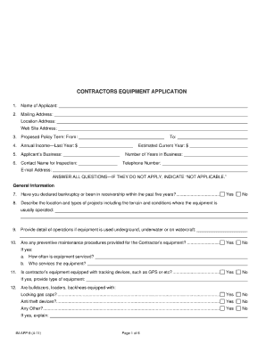 contractors equipment app form