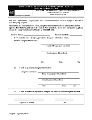 Long-Term Care Insurance Designee Change Form