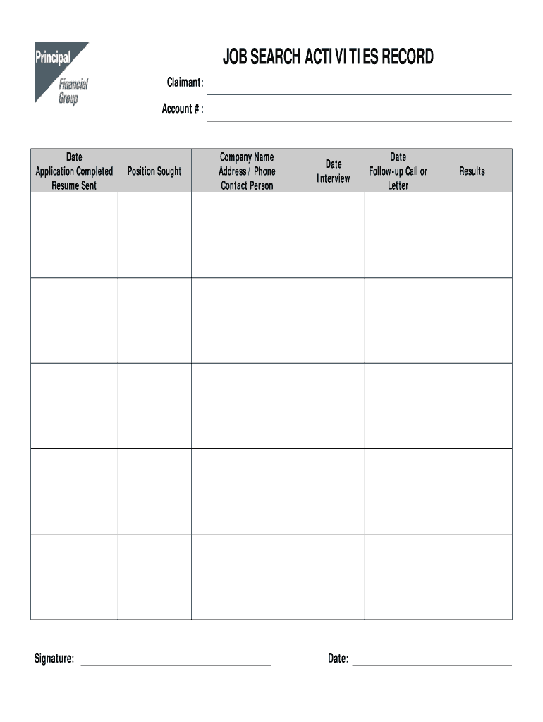 Job Search Log Template Fill Online, Printable, Fillable, Blank