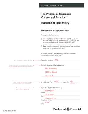 Prudential Evidence of Insurability Form