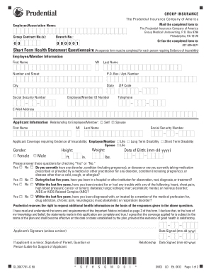 Group Insurance Health Statement Questionnaire