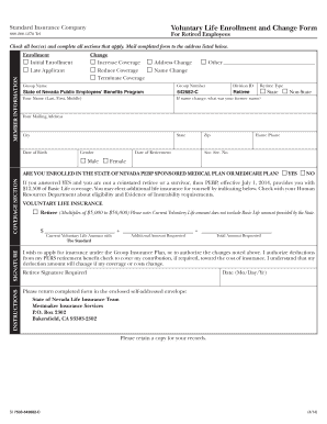 Voluntary Life Enrollment and Change Form