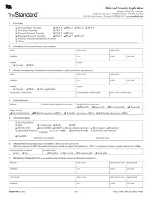 Deferred Annuity Application Form