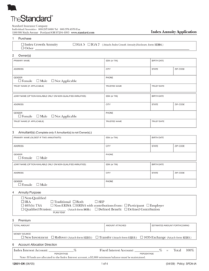 Standard Insurance Index Annuity Application