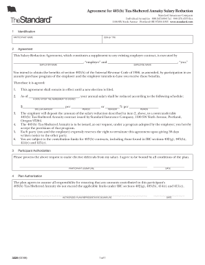 403(b) Tax-Sheltered Annuity Salary Reduction Agreement