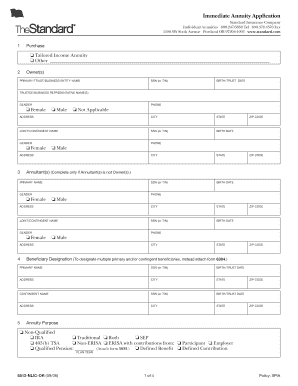 Standard Insurance Immediate Annuity Application