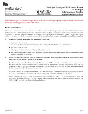Michigan Life Insurance Benefits Claim Form