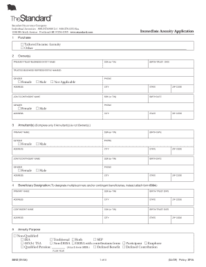 Standard Insurance Immediate Annuity Application