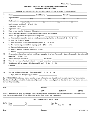 Injured Employee's Request for Compensation