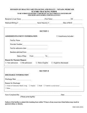 Nevada Medicaid ICF/MR Tracking Form
