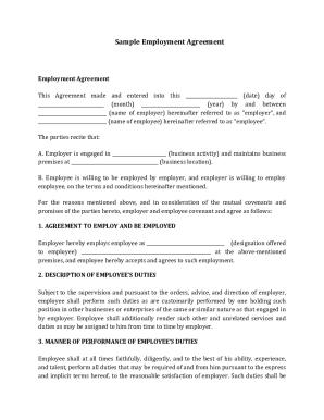 Job agreement - agreement filled form