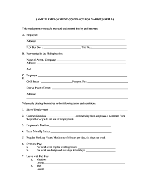 Employment Contract Template Doc from www.pdffiller.com