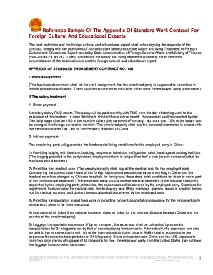 Employment agreement form already filled