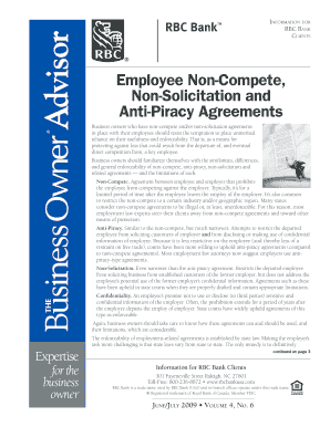 Non compete agreement form - non piracy agreement