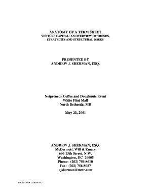 anatomy of a term sheet by andrew sherman form