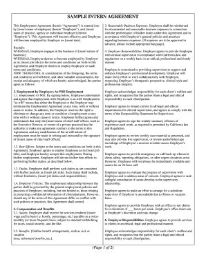 Contract agreement sample - intern agreement template nj form