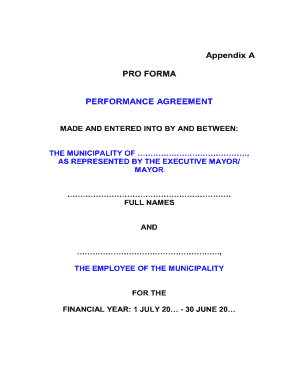 performance agreement local government template