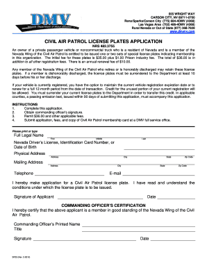 Civil Air Patrol License Plates Application