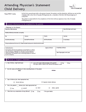 Attending Physician’s Statement for Child Delivery