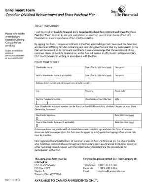Canadian Dividend Reinvestment Enrollment Form