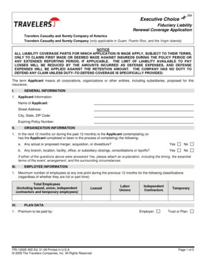 Fiduciary Liability Renewal Coverage Application