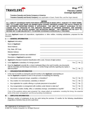 Fiduciary Liability Coverage Application