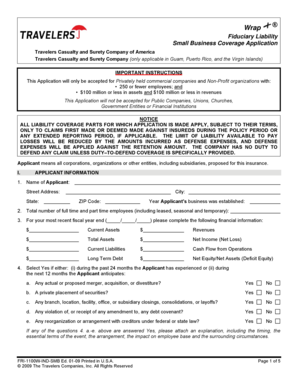 Fiduciary Liability Small Business Coverage Application