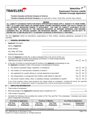 Employment Practices Liability Renewal Coverage Application