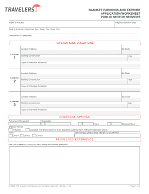 what is a blanke earnings & expense worksheet done for form