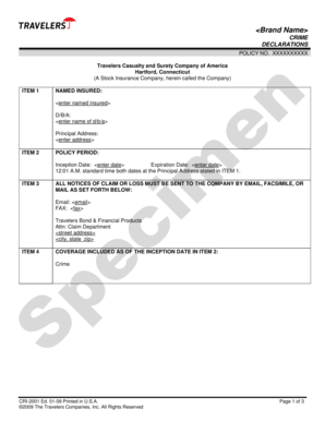 Crime Insurance Policy Declarations