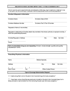 Medicare Prescription Drug Coverage Determination Form