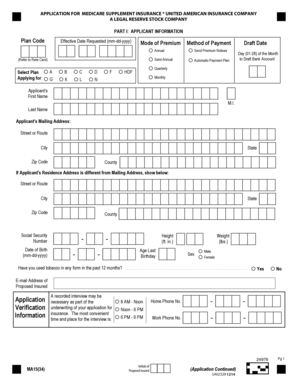 Medicare Supplement Insurance Application