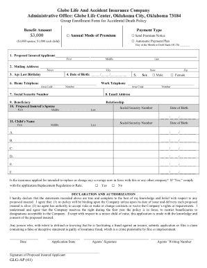 Life insurance policy template - globe life beneficiary change form