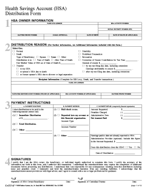 Health savings account distribution form fillable form