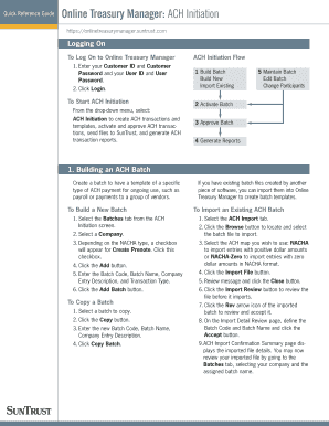 suntrust bank ach quick reference guide form