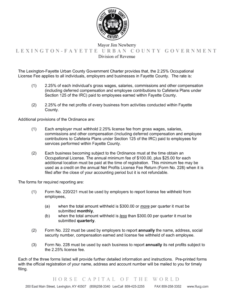 lexington ky occupational tax Preview on Page 1