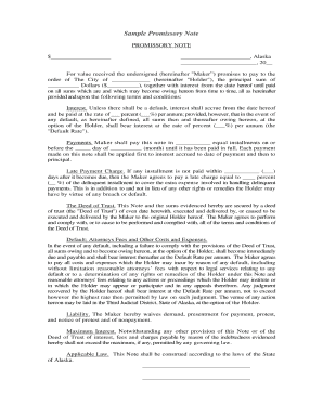 Promissory note sample - alaska promissory note form
