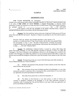 Sample Promissory Note - Auction Services