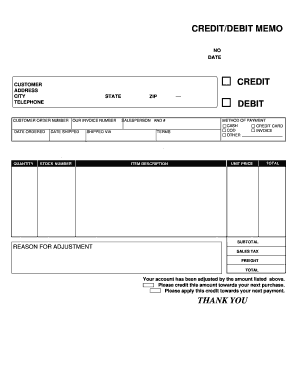 CREDIT/DEBIT MEMO THANK YOU CREDIT ... - Free Forms Online