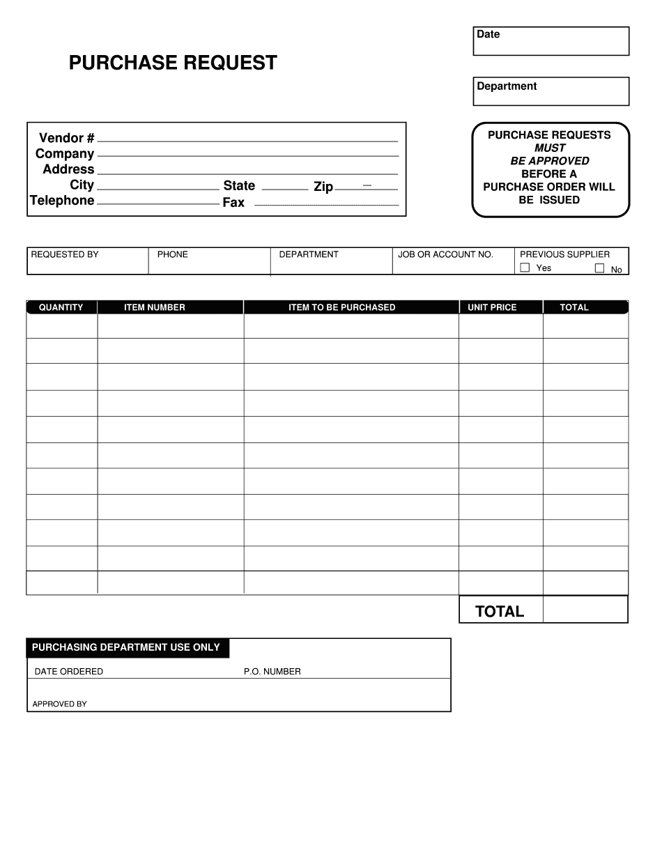 Fill In Free Forms Online Purchase Request