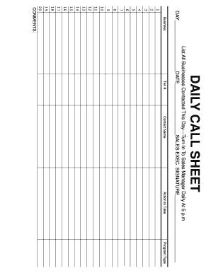 blank call sheets templates