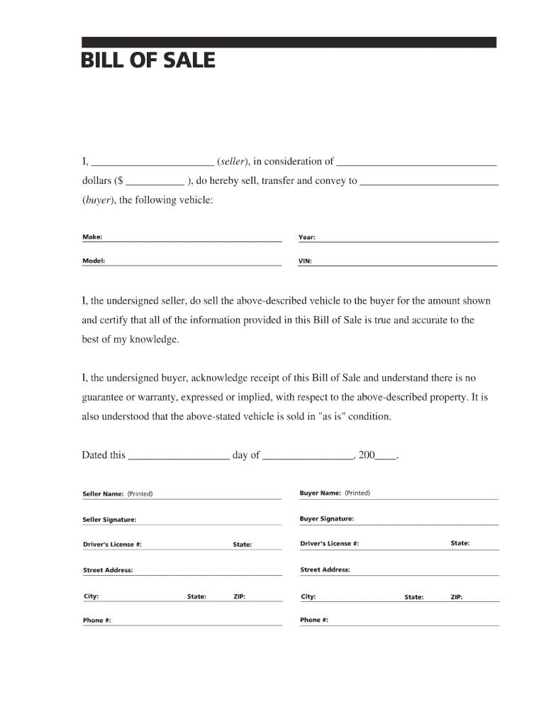 Free Bill Of Sale Forms 24 Word Pdf Eforms Download A Free Vehicle 